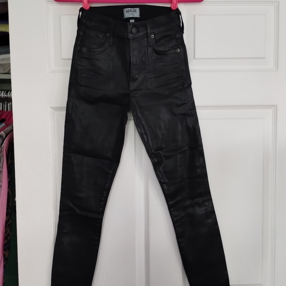 Agolde Black High Waisted Pants 24 - Picture 5 of 6